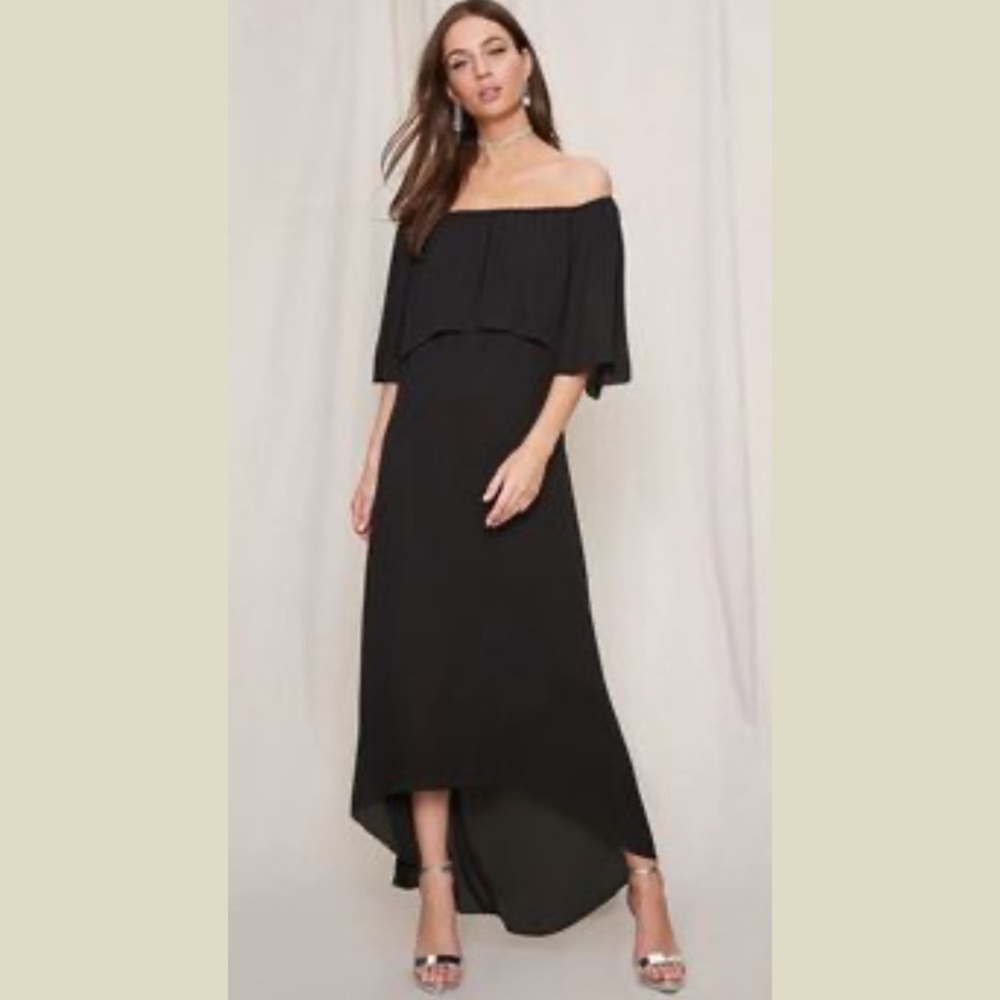 3/$20 Pretty By Rory black off shoulder ruffle dress Small